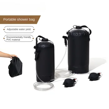 Taşınabilir duş torbası 10L / 20L büyük kapasiteli PVC açık kamp basit banyo güneş ısıtma ayarlanabilir su kaynağı çantası Görüntü