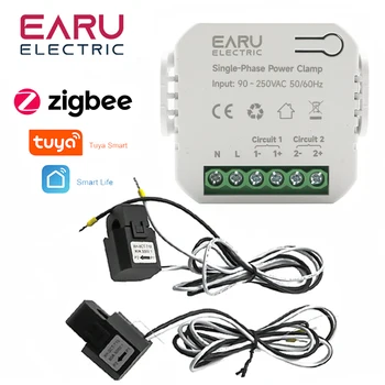 Tuya Akıllı WiFi Zigbee İki yönlü Çift Taraflı Enerji Ölçer 80-300A AC110V 220V Kelepçe CT kWh Güç Elektrik Tüketimi Monitörü Görüntü