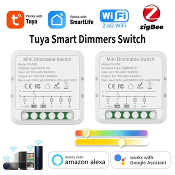 Tuya ZigBee WiFi Akıllı Dimmer anahtarı modülü Destekler 2 Yollu Kontrol LED ışıkları kısılabilir Anahtarı Alexa Google Ev ile Çalışır Görüntü