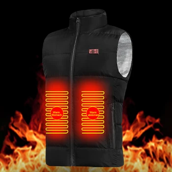 Unisex elektrikli termal ceket şarj edilebilir elektrikli ısıtmalı ceket 3 ısıtma seviyesi 9 ısıtmalı bölge sonbahar kış dış giyim Görüntü