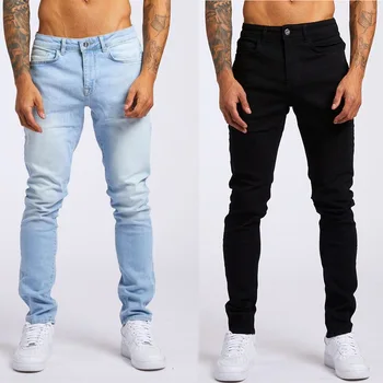 VİNTAGE Denim erkek Pantolon Trend Siyah İnce Yüksek Belli Kot Pantolon Erkek Yüksek Sokak Moda Rahat Erkek Günlük Giyim Kot Görüntü