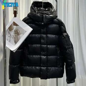 YICIYA kapşonlu aşağı ceket Moncl marka siyah boy bombacı kadın kış Yüksek kaliteli Üniversite Kadın Amerikan Ceketler coat tops Görüntü