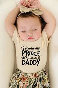 Yaz Bebek Bebek FunnyBodysuit Ben Bulmak Benim Prens Onun Adı Baba Yürüyor Hipster Tulum Yenidoğan Bebek sevimli Bodysuit Görüntü