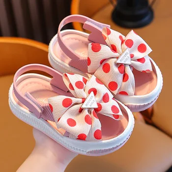 Yaz Kızlar Sandalet Çocuk 2 İla 10 Yıl Yay Platformu Prenses Ayakkabı Rahat Okul Çocuk Ayakkabı Açık Plaj Sandalet Bebek Görüntü