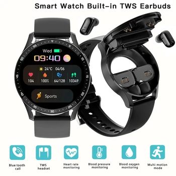 Yeni Erkekler 2 İn1 TWS Kulaklık bluetooth Çağrı Smartwatch Spor Müzik Kalp Hızı kablosuz kulaklık Kadın akıllı saat PK JM03 JM08 Görüntü