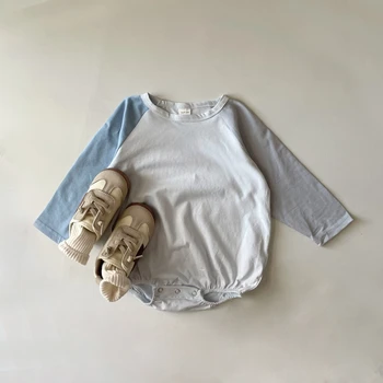 Yenidoğan Rahat Tarzı Tam Kollu Unisex Bebek Kız Erkek Giysileri Bodysuit O-Boyun Kıyafet Romper Bahar Sonbahar Görüntü