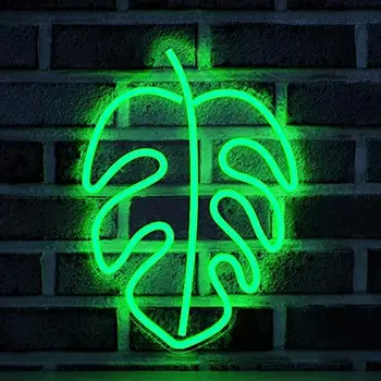 Yeşil Yaprak Neon Burcu KUshopfast Kaplumbağa Bambu LED Gece Lambası Odası Dekor için Light Up İşaretleri Duvar Dekor Hediyeler Neon ışıkları Görüntü