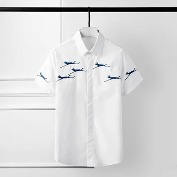 Yüksek Kaliteli Lüks Takı Toptan Düğme erkek tişört Özel Logo Kırışıklık Dayanıklı Erkek Kısa Kollu Balıkçı Gömlek Görüntü