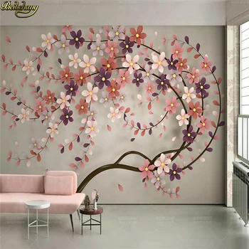 beibehang Özel fotoğraf duvar kağıdı duvar yeni ağaç çiçek İskandinav modern 3d stereo TV arka plan duvar papel de parede 3D duvar kağıdı Görüntü