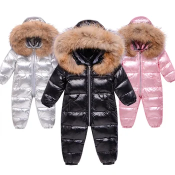 kış tulum tulum bebek giyim giysileri snowsuit ördek kostüm aşağı ceket kız ceket çocuk Parkı bebek erkek kar takım elbise giymek Görüntü
