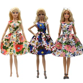 oyuncak bebek giysileri 30 cm Çiçek Baskı elbise Günlük Giyim Aksesuarları Giysileri Curvy Barbie bebek Görüntü