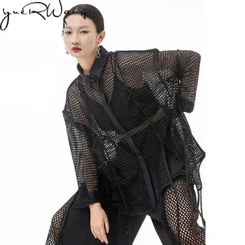 yuerwang Kadın Ceket Örgü Oymak Güneş Koruyucu Giysiler 2022 Yaz Yeni Gevşek Bölünmüş Üst Moda Tüm Maç Rahat Bayan Ceket Görüntü
