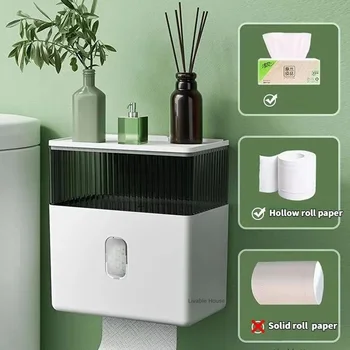 Çift katmanlı doku kutusu, su geçirmez rulo kağıt havlu tutucu banyo kullanımı için banyo aksesuarları rulo kağıt havlu tutucu tuvalet kağıdı Görüntü