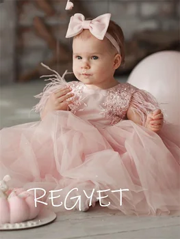 Çiçek Kız Elbise Tül Elbise Bebek Kız Prenses Elbise çocuk topu elbisesi Büyük Yay Çocuk Düğün Parti Elbise Sevimli Bebek Kız Elbise Görüntü