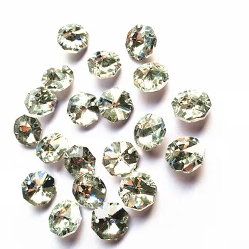 Ücretsiz Kargo 100 adet / grup Gümüş 14mm Kristal Sekizgen Boncuk 2 Delik Ev Dekorasyon Aksesuarları Ve Düğün Parti. Görüntü