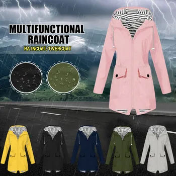 Yeni Ceketler Kadın Katı Yağmur Ceket Açık Artı Boyutu Kapüşonlu Rüzgar Geçirmez Gevşek Ceket kış giysileri kadın jaqueta feminina Görüntü